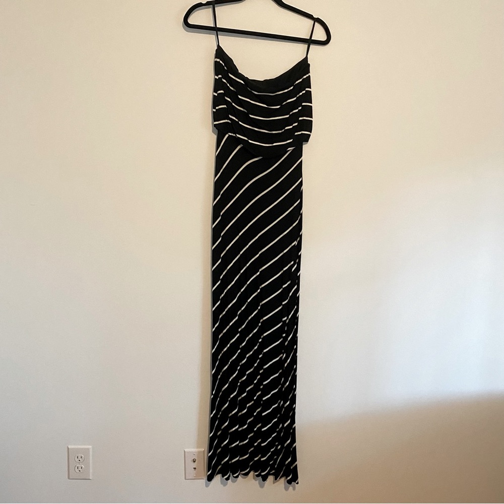 SNAP striped strapless maxi dress | size M